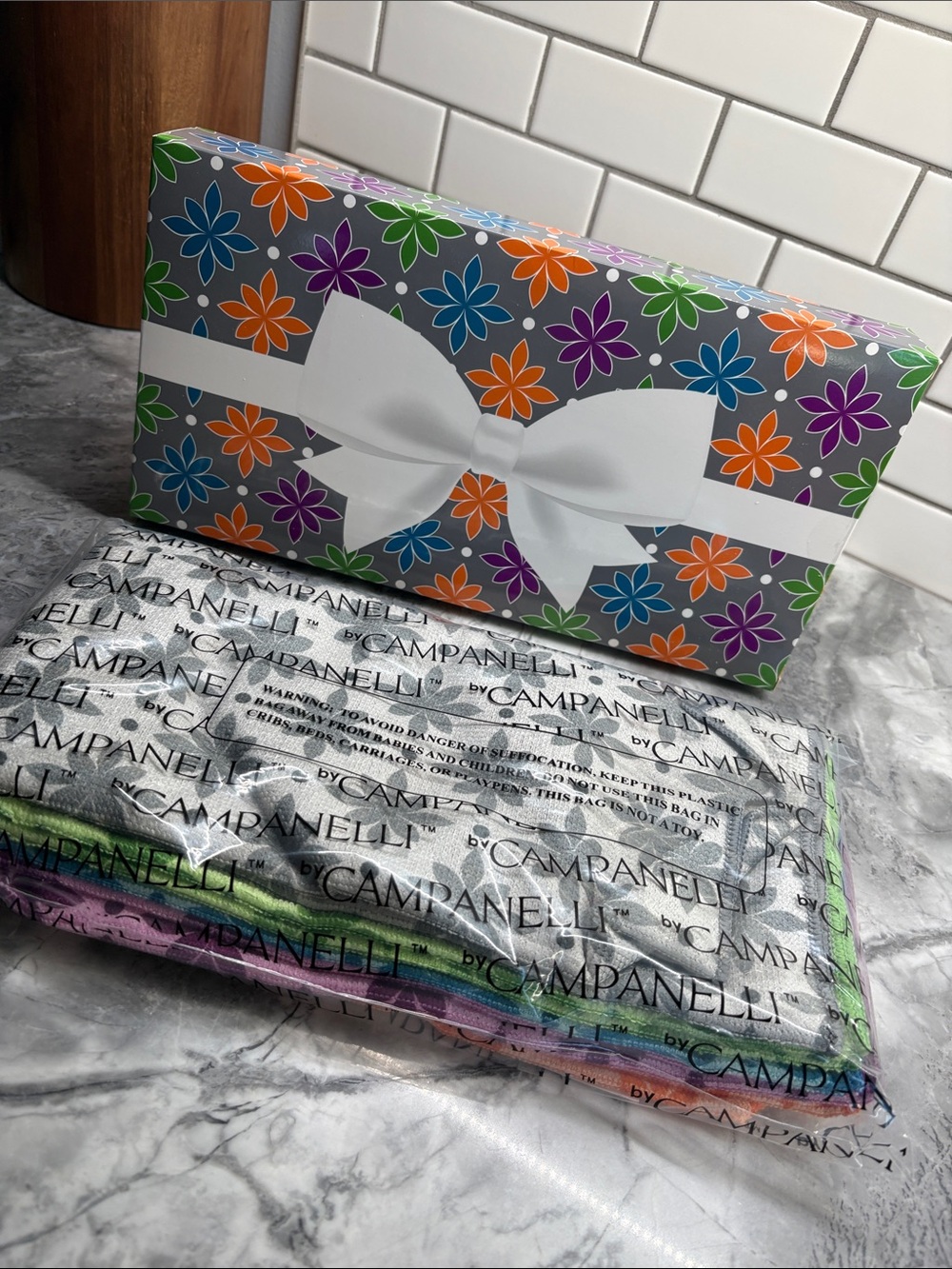 Campanelli Gift Set -  Floral Box with Colorful microfiber qty 10 12x12
